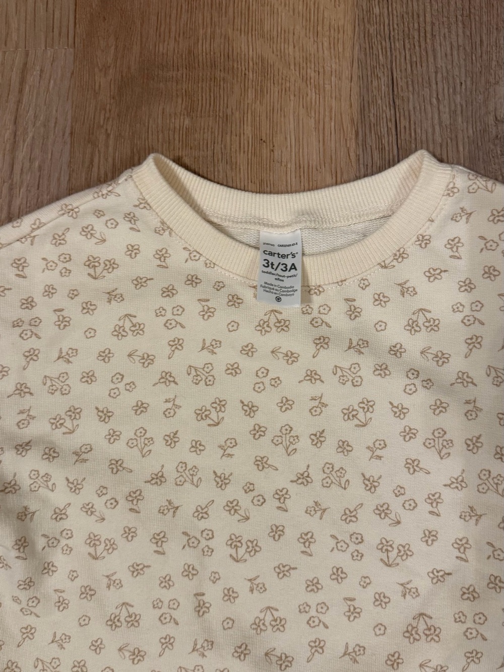 Carter’s Toddler Girls Floral Sweatshirt Cream Long Sleeve Size 3T